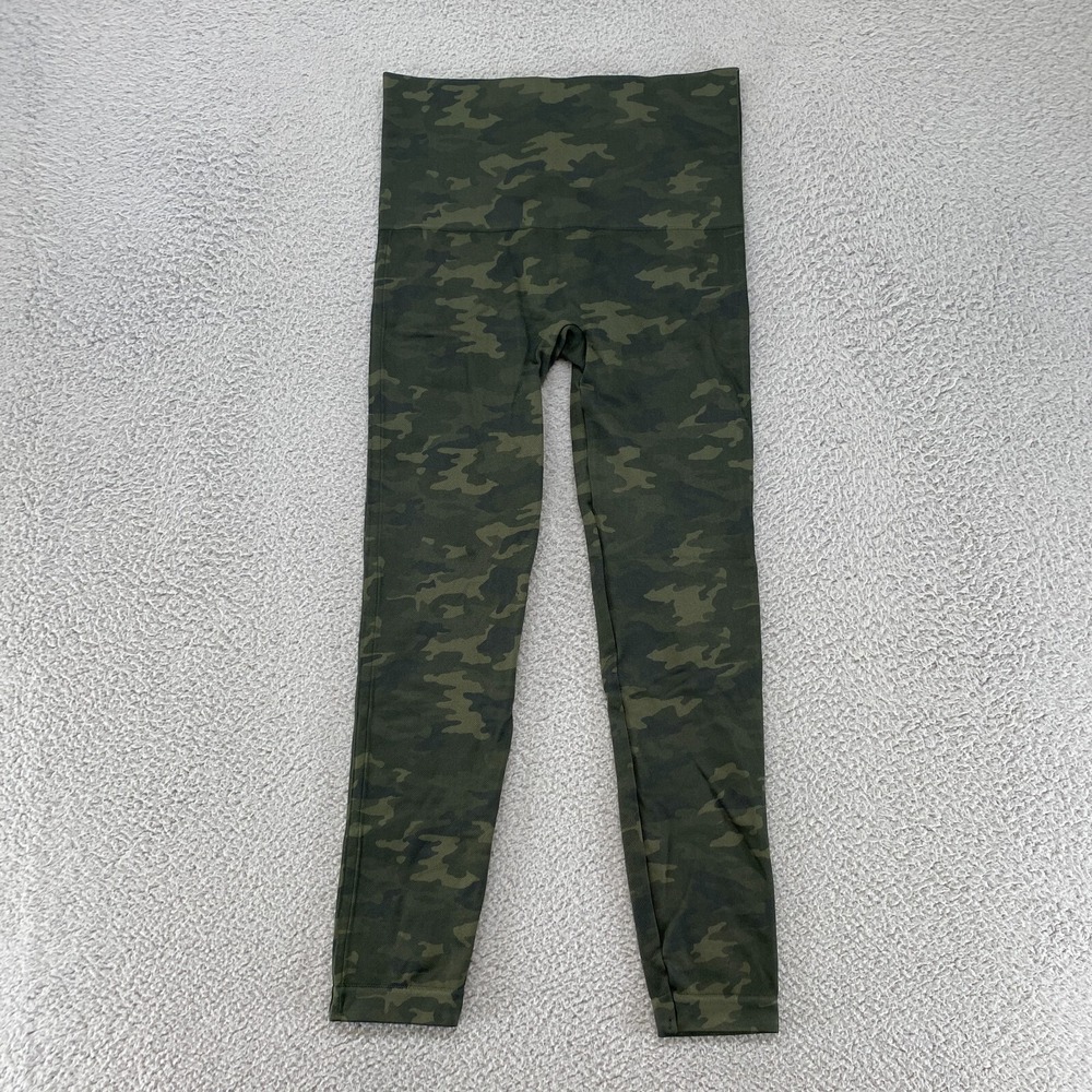 Spanx Leggings Womens Medium Look At Me Now High Rise Shaping Cropped Green Camo